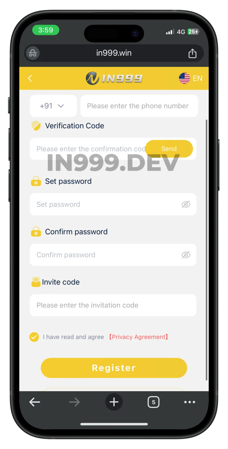 Register button highlighted
